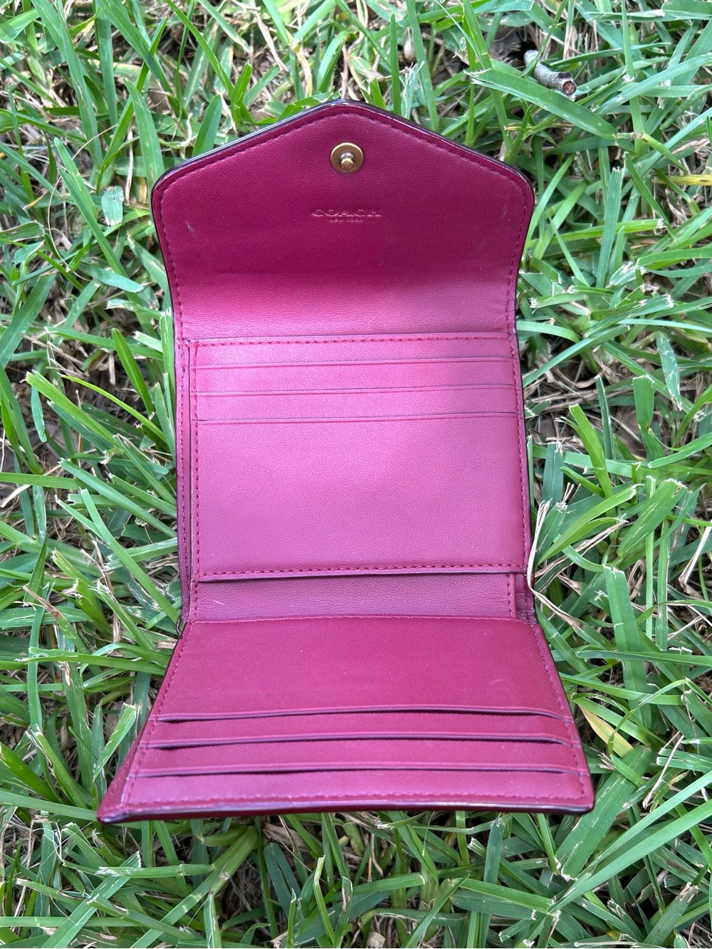 Coach Signature Color Block Trifold Wallet - Picture 9 of 11